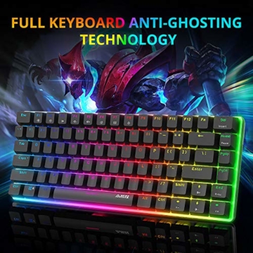 Mechanische Tastatur Gaming RGB Beleuchtung Blau Schalter 82 Taste, AJAZZ AK33 QWERTY Kabelgebundene Tastatur Hintergrundbeleuchtung Edition Mechanische Gaming Mini Tastatur-Schwar - 3