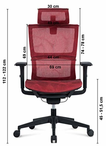 MIIGA ergonomischer Profi Bürostuhl Schreibtischstuhl für das Homeoffice, Chefsessel, ergonomisch, verstellbare Kopfstütze, Sitzhöhe und Rückenlehne, Belastbarkeit bis 150 kg MG233A (Schwarz) - 2