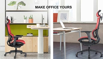 MIIGA ergonomischer Profi Bürostuhl Schreibtischstuhl für das Homeoffice, Chefsessel, ergonomisch, verstellbare Kopfstütze, Sitzhöhe und Rückenlehne, Belastbarkeit bis 150 kg MG233A (Schwarz) - 4