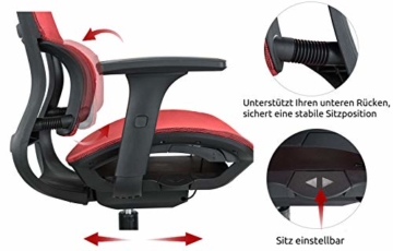 MIIGA ergonomischer Profi Bürostuhl Schreibtischstuhl für das Homeoffice, Chefsessel, ergonomisch, verstellbare Kopfstütze, Sitzhöhe und Rückenlehne, Belastbarkeit bis 150 kg MG233A (Schwarz) - 6