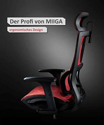 MIIGA ergonomischer Profi Bürostuhl Schreibtischstuhl für das Homeoffice, Chefsessel, ergonomisch, verstellbare Kopfstütze, Sitzhöhe und Rückenlehne, Belastbarkeit bis 150 kg MG233A (Schwarz) - 9
