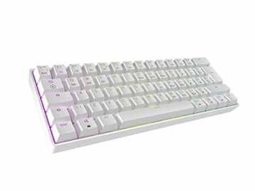 Mizar MZ60 Luna Hot-Swap Mechanische Gaming-Tastatur - 62 Tasten Mehrfarbige RGB-LED-Hintergrundbeleuchtung für PC-/Mac-Spieler - ISO Großbritannien Layout (Weiß, Gateron Yellow) - 2