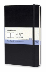 Moleskine Art Collection Skizzen-/ Zeichenbuch (mit Hardcover und elastischem Verschluss, Papier geeignet für Stifte, Bleistifte und Pastelle, Groß 13 x 21 cm, 104 Seiten) schwarz - 1