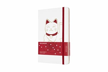 Moleskine Limited Edition Maneki Neko Notizbuch, liniertes Notizbuch mit japanischer Katze, Hardcover, Großes A5-Format 13 x 21 cm, Farbe Weiß, 240 Seiten - 1