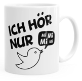 MoonWorks Kaffe-Tasse Spruch Ich hör nur Mi Mi Mi MiMiMi Geschenk Büro Kollege Kollegin Chef einfarbig weiß Unisize - 1