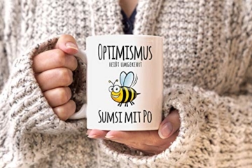 MoonWorks® Optimismus heisst umgekehrt Sumsi mit Po Bürotasse Motiv Biene weiß unisize - 6