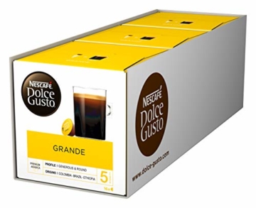 NESCAFÉ Dolce Gusto Grande Kaffee | 48 Kaffeekapseln | 100% Arabica Bohnen | Feine Crema und kräftiges Aroma | Schnelle Zubereitung | Aromaversiegelte Kapseln | 3er Pack (3 x 16 Kapseln) - 1