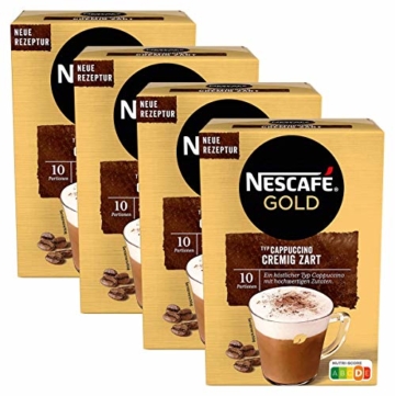 NESCAFÉ Gold Typ Cappuccino Cremig Zart, Getränkepulver aus löslichem Bohnenkaffee, koffeinhaltig, 4 x 140g (à 10 x 14 g Sticks) - 1