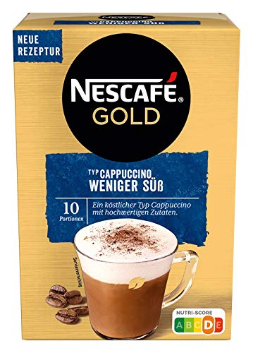 NESCAFÉ Gold Typ Cappuccino Weniger Süß, Getränkepulver aus löslichem Bohnenkaffee, koffeinhaltig, 1er Pack (à 10 x 12,5g Sticks) - 1