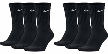 Nike 6 Paar Herren Damen Socken SX4508 weiß oder schwarz oder weiß grau schwarz, Farbe:Schwarz, Sockengröße:38-42 - 