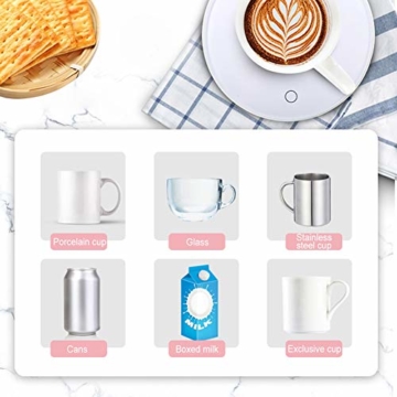 PINPOXE Elektrische Tassenwärmer Pad, Getränkewärmer Set, Untersetzer, Heizung Coaster Tray, Getränkewärmer mit Elektrischer Heizplatte Schalter für Tee Kaffee Milch Kaffeewärmer mit Eurostecker - 6