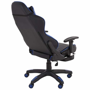 Raburg Gaming-Stuhl DRIFT HAWK – XXL Bürostuhl mit Relax-Fußstütze aus Soft-Touch Kunstleder in SCHWARZ/BLAU, ergonomisch geformt + 180° Easy-Chill-Funktion, 360° drehbar - Tragkraft 150 kg - 2