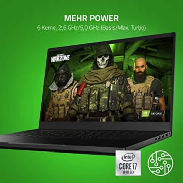Razer Blade 15 Gaming Laptop 2020: 15,6 Zoll Full HD 144Hz Basis Modell, Intel Core i7 10th Gen, NVIDIA GeForce RTX 2060, 16GB RAM, 512GB SSD, Chroma RGB Beleuchtung | Qwertz DE-Layout - 3