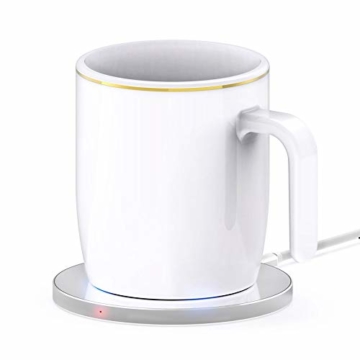 Rouku Kaffeetassenwärmer Drahtloses Ladegerät Heizungswärmer Set Elektrisch angetriebene Tassenwärmer Heizung (weiß) - 1