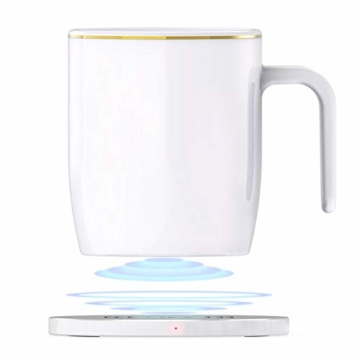 Rouku Kaffeetassenwärmer Drahtloses Ladegerät Heizungswärmer Set Elektrisch angetriebene Tassenwärmer Heizung (weiß) - 6
