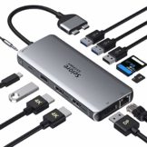 Selore Docking Station 12 in 2 USB C Adapter für MacBook Pro 2016-2020/MacBook Air 2018-2020 USB C Hub auf Dual 4K HDMI, Displayport, 2 USB 3.0 & 2.0, 100W PD, 1000M LAN, SD/TF Kartenleser, Audio&Mic - 1