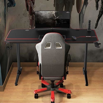 soges Gaming Tisch Gaming Schreibtisch Computertisch Desk Gamer Pro Tisch mit Großer Oberfläche,XXL Smooth und Waschbar Mausepad in Tischform,Ergonomischer Tisch,PC-Schreibtisch,140CM*65CM,Schwarz - 2