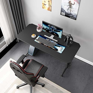 SogesHome Gaming Tisch Gaming Schreibtisch 140 x 60 cm Computertisch in T-Form Büro PC Computer Robuster Tisch mit Mausunterlage, Getränkehalter und Kopfhörerhaken,ST-140BK-SH - 9