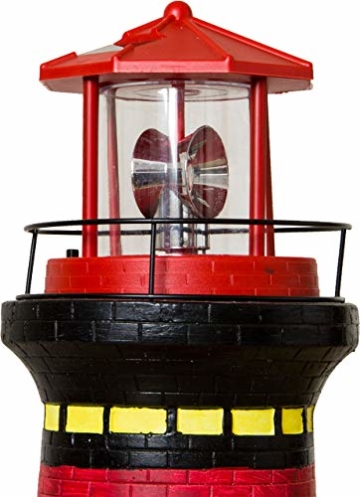 Solar-Leuchtturm mit rotierender Leuchte, Dekoturm aus Polyresin, 37 oder 82 cm hoch, Leuchtturm in den Farben rot, blau oder schwarz - 5