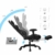 SONGMICS Gaming Stuhl mit Fußstütze, 150 kg, Bürostuhl, Schreibtischstuhl, Lendenkissen, Kopfkissen, hohe Rückenlehne, ergonomisch, Stahl, Kunstleder, atmungsaktives Meshgewebe, schwarz RCG52BK - 4