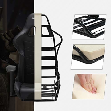 SONGMICS Gaming Stuhl mit Fußstütze, 150 kg, Bürostuhl, Schreibtischstuhl, Lendenkissen, Kopfkissen, hohe Rückenlehne, ergonomisch, Stahl, Kunstleder, atmungsaktives Meshgewebe, schwarz RCG52BK - 6
