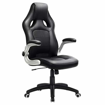SONGMICS Racing Stuhl Bürostuhl Gaming Stuhl Chefsessel Drehstuhl PU, schwarz, OBG62B - 1