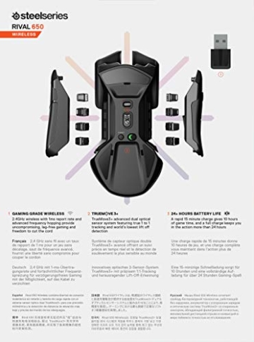 SteelSeries Rival 650 - Quantum Wireless Gaming-Mouse - dualen optischen Sensor - einstellbarer Lift-off-Distanz - abstimmbaren Gewichtssystem - 13