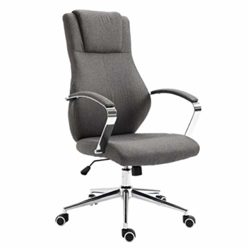 SVITA Bürostuhl Drehstuhl hochwertig verchromt Armlehnen Höhenverstellung Racing-Stuhl Chefsessel (Dunkelgrau, Stoff) - 1