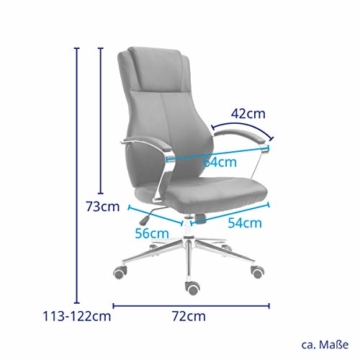 SVITA Bürostuhl Drehstuhl hochwertig verchromt Armlehnen Höhenverstellung Racing-Stuhl Chefsessel (Dunkelgrau, Stoff) - 6