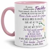 Tasse mit Spruch von der Mama für die Tochter - Kaffeetasse/Familie/Geschenk-Idee/Mug/Cup/Innen & Henkel Rosa - 1