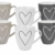 Tassen Becher mit Herzdekor Herzen XXL in weiß, beige und grau - 6 Stück im Set aus Keramik für ca. 400 ml - 1