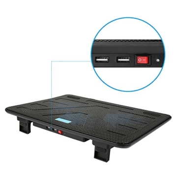 TECKNET Laptop Kühlpads 12-17 Zoll, Laptop Kühler Cooling Pad Notebook Cooler Ständer Kühlpad Kühlmatte, 2 USB-Ports, 3 Lüfter mit LEDs - 5