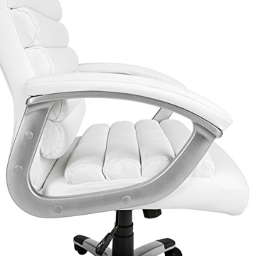 TecTake 800337 Design Bürostuhl Chefsessel mit gepolsterten Armlehnen und Wippmechanik, Softpolsterung - Diverse Farben - (Weiß - 402151) - 4