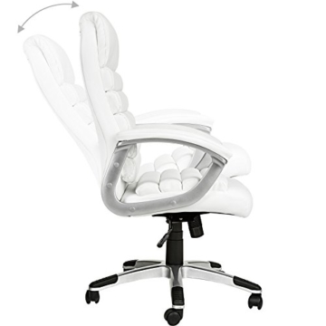 TecTake 800337 Design Bürostuhl Chefsessel mit gepolsterten Armlehnen und Wippmechanik, Softpolsterung - Diverse Farben - (Weiß - 402151) - 5