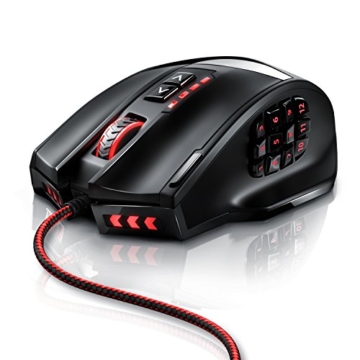 Titanwolf - 16400 dpi USB Laser Gaming Mouse - 18 Tasten - 16400 dpi Abtastrate - High Precision - konfigurierbare LED-Farb-Beleuchtung - Avago Sensor Technology - MMO Gaming - inkl. software programmierbare Tasten - bis zu 30G Beschleunigung - ergonomisches Design - 1