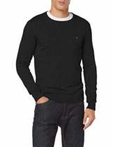 TOM TAILOR Herren Basic Rundhalspullover' Pullover, Black Grey Melange, L EU - 1