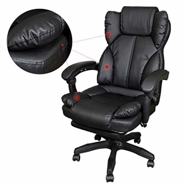 Trisens Schreibtischstuhl Bürostuhl Gamingstuhl Racing Chair Chefsessel mit Fußstütze, Farbe:Schwarz - 3