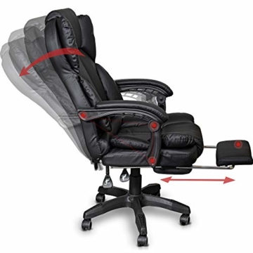 Trisens Schreibtischstuhl Bürostuhl Gamingstuhl Racing Chair Chefsessel mit Fußstütze, Farbe:Schwarz - 4