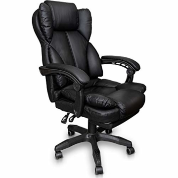 Trisens Schreibtischstuhl Bürostuhl Gamingstuhl Racing Chair Chefsessel mit Fußstütze, Farbe:Schwarz - 1