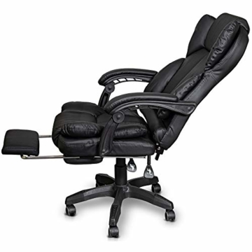 Trisens Schreibtischstuhl Bürostuhl Gamingstuhl Racing Chair Chefsessel mit Fußstütze, Farbe:Schwarz - 5
