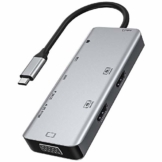USB C Docking Station, 9-in-1 USB C Hub für Dual 4k HDMI, VGA, 2 USB, 79W PD 3.0, SD/TF-Kartenleser, Mikrofon/AudioTyp C Hub Kompatibel mit MacBook, Dell XPS (Windows Laptops Support Triple Anzeige) - 1