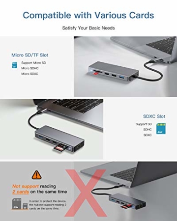 USB C Hub 9 in 1 Adapter DUAL-Anzeige mit HDMI 4K,VGA,USB 3.0,USB-C PD,Audio,SD/TF Kartenleser  OTG Docking Station Kompatibel with MacBook Pro/Air 2019,Thunderbolt 3 Typ C Geräte - 3