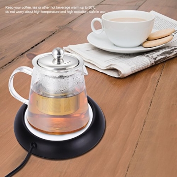 USB-Tassenwärmer mit Holzmaserung, für Zuhause, Büro, Schreibtisch, beheizte Tasse für Kaffee und Tee, Schwarz - 3