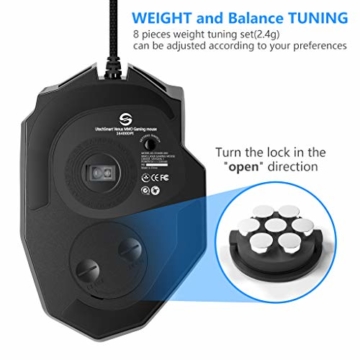 UtechSmart Venus Gaming Maus 16400 DPI USB Laser MMO Gaming Mouse, 18 programmierbare Tasten,16400 DPI Abtastrate, konfigurierbare LED-Farb-Beleuchtung, ergonomisches Design - 5