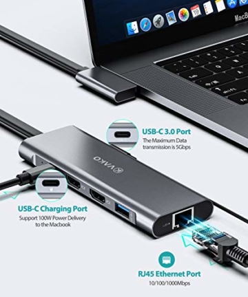 VaKo Thunderbolt 3 Docking Station for MacBook Pro, 9 in 2 USB C HUB 4K Triple Display Laptop Docking Station with Dual HDMI,Ethernet, SD/TF Slot, 2USB, PD and Data Port, Not for MacBook 2020 M1 Chip - 7