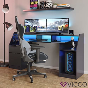 Vicco Computertisch Joel Groß PC-Tisch Gamingtisch Schreibtisch Büromöbel (Schwarz) - 3