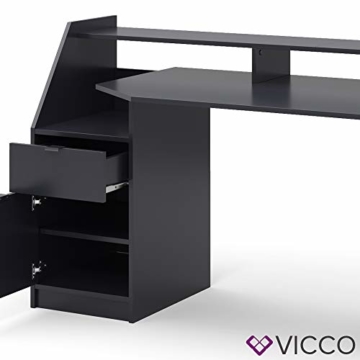 Vicco Computertisch Joel Groß PC-Tisch Gamingtisch Schreibtisch Büromöbel (Schwarz) - 7
