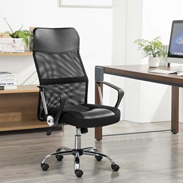 Yaheetech Bürostuhl, Schreibtischstuhl Chefsessel, ergonomischer Computerstuhl, 360° Drehstuhl, mit Kopfstütze, Netzrückenlehne, für’s Büro oder Home-Office - 6