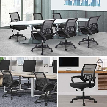 Yaheetech Bürostuhl Schreibtischstuhl ergonomischer Drehstuhl mit Rollen Chefsessel mit Mesh Netz Wippfunktion Höhenverstellbar - 4