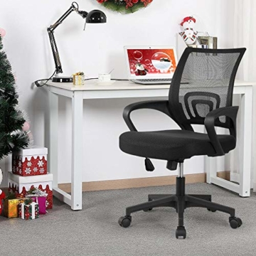 Yaheetech Bürostuhl Schreibtischstuhl ergonomischer Drehstuhl mit Rollen Chefsessel mit Mesh Netz Wippfunktion Höhenverstellbar - 5